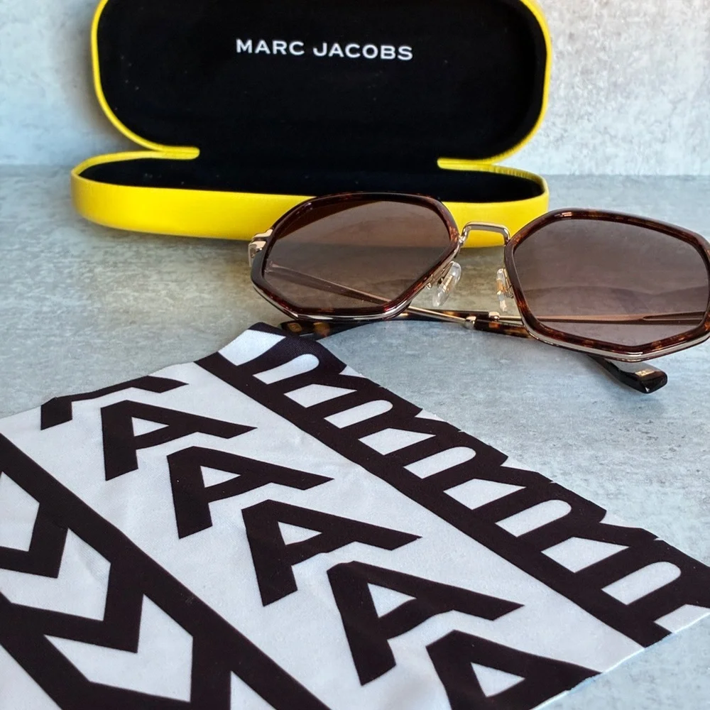 Marc Jacobs MJ 1089/S Tortoise Gold Octagon Sunglasses 58mm CAT 3 w/ Case NWOT
